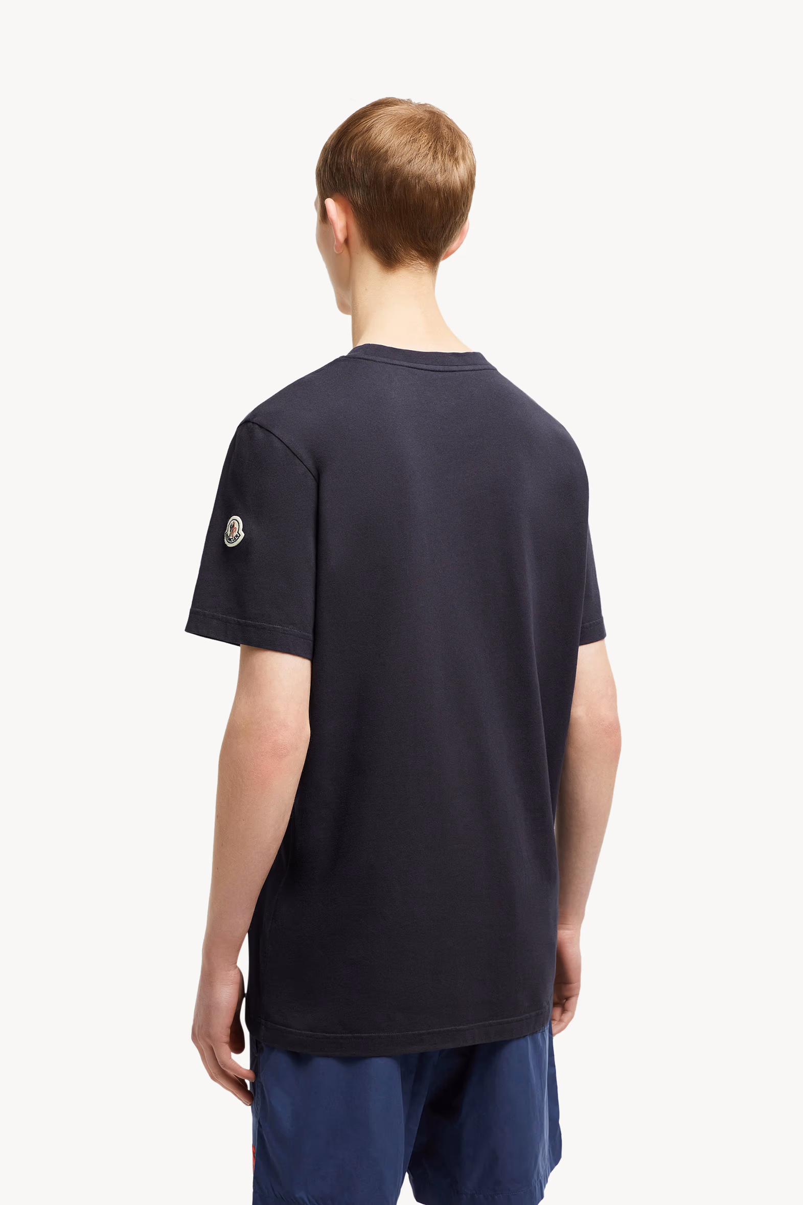 Shark Logo Cotton T-Shirt Men Dark Blue Moncler 5